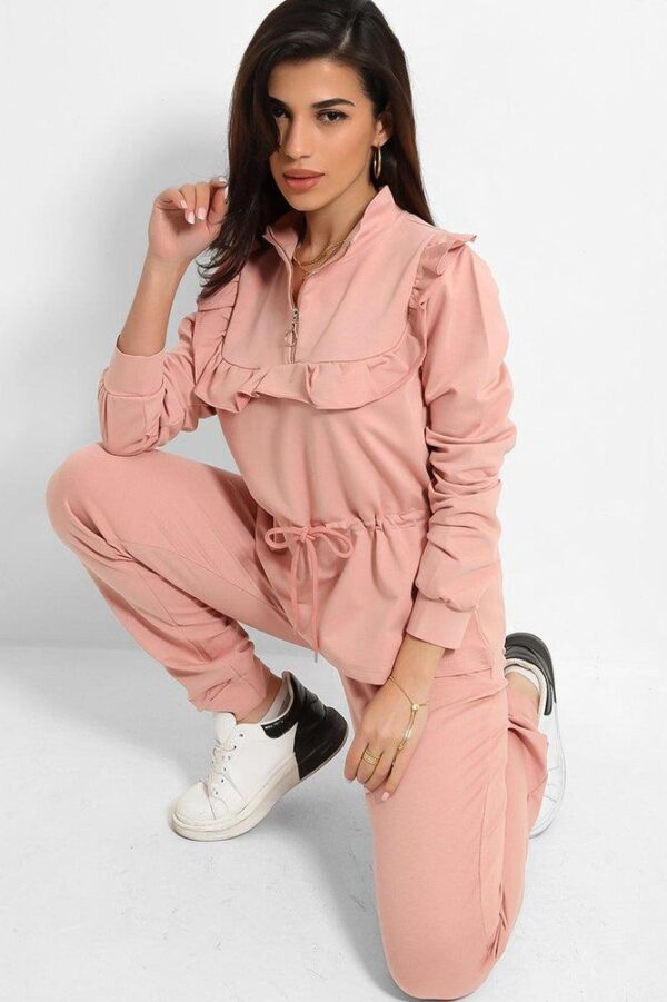 Black Frilled Drawstring Waist Tracksuit - Image 7