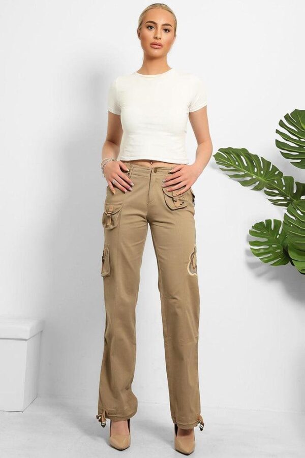 Floral Embroidery To Side Cargo Trousers - Image 4