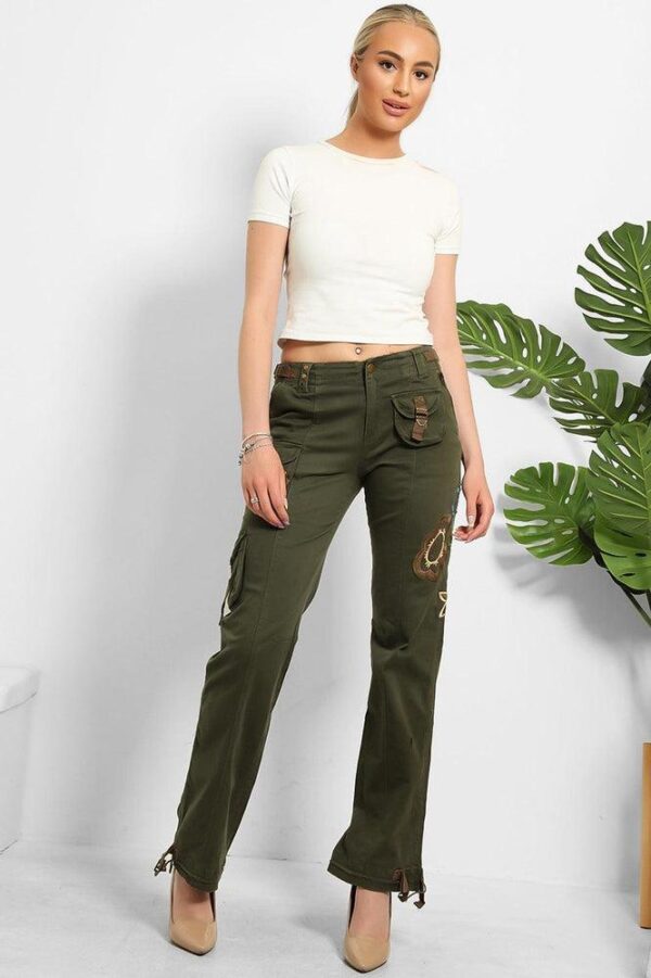 Floral Embroidery To Side Cargo Trousers - Image 9