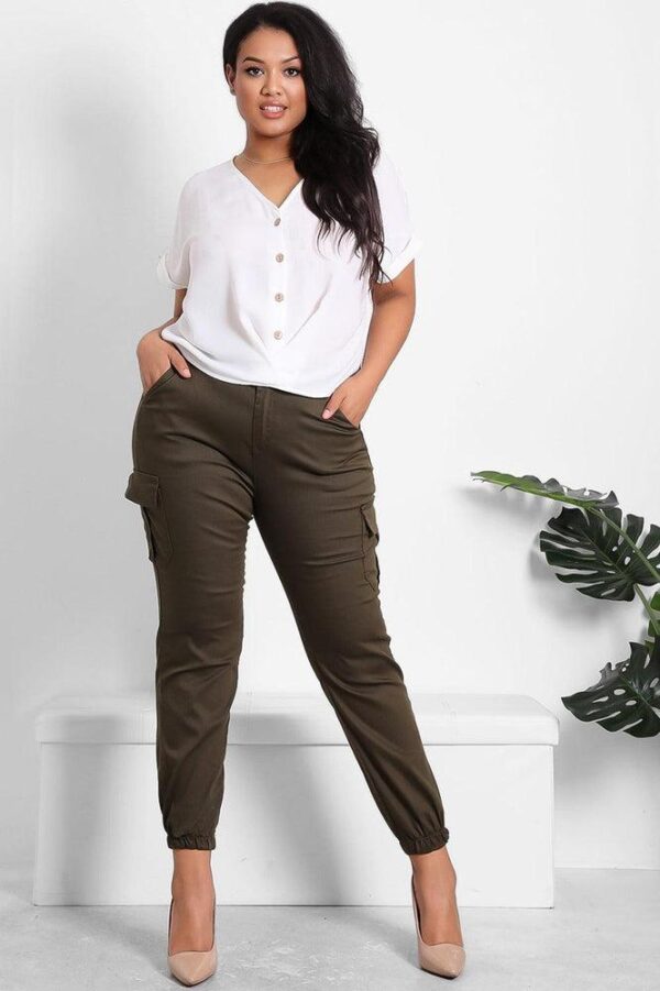 Elastic Bottom Utility Pockets Cargo Trousers - Image 3