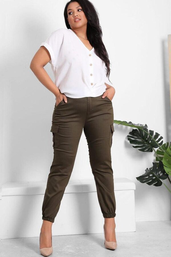 Elastic Bottom Utility Pockets Cargo Trousers - Image 4