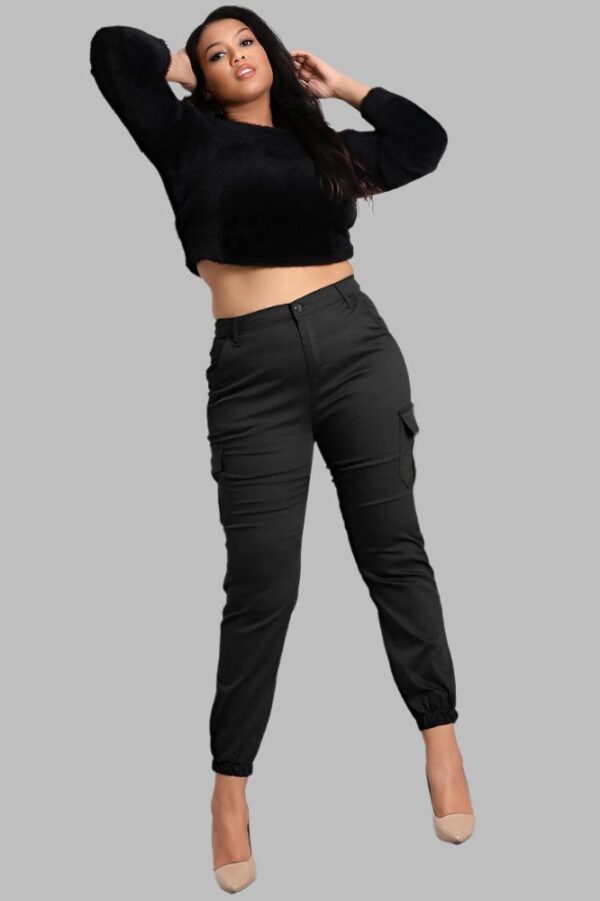 Elastic Bottom Utility Pockets Cargo Trousers - Image 7
