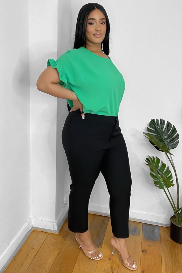 Black Arrow Front Cropped Cigarrette Trousers - Image 2