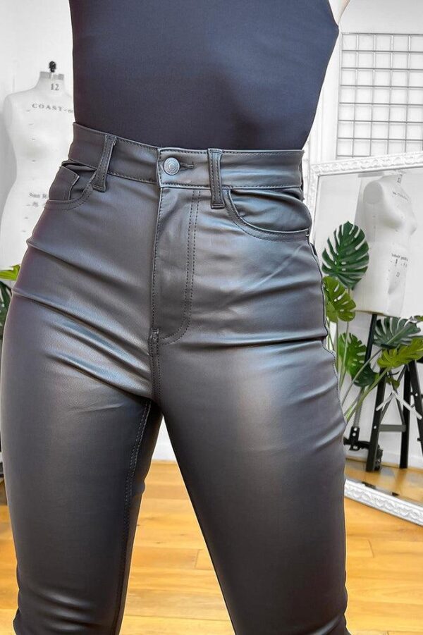 Colour Leather Coated Trousers - Image 2