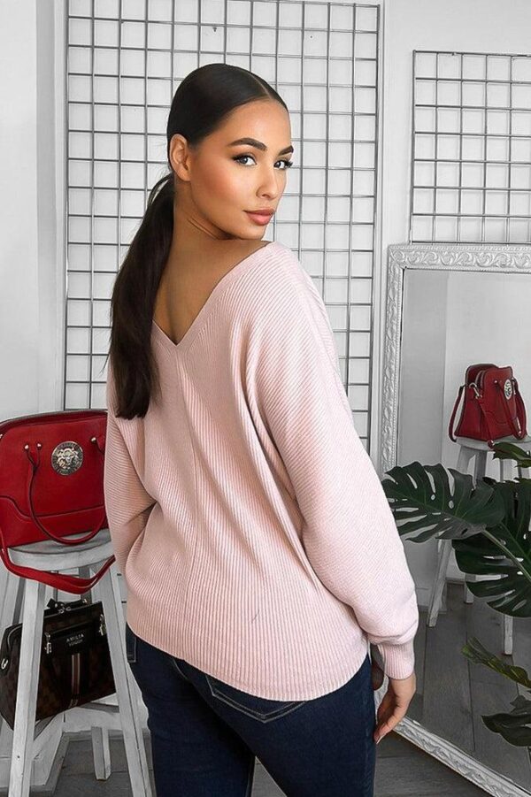 V-Neck V-Back Relaxed Fit Pullover - Image 4