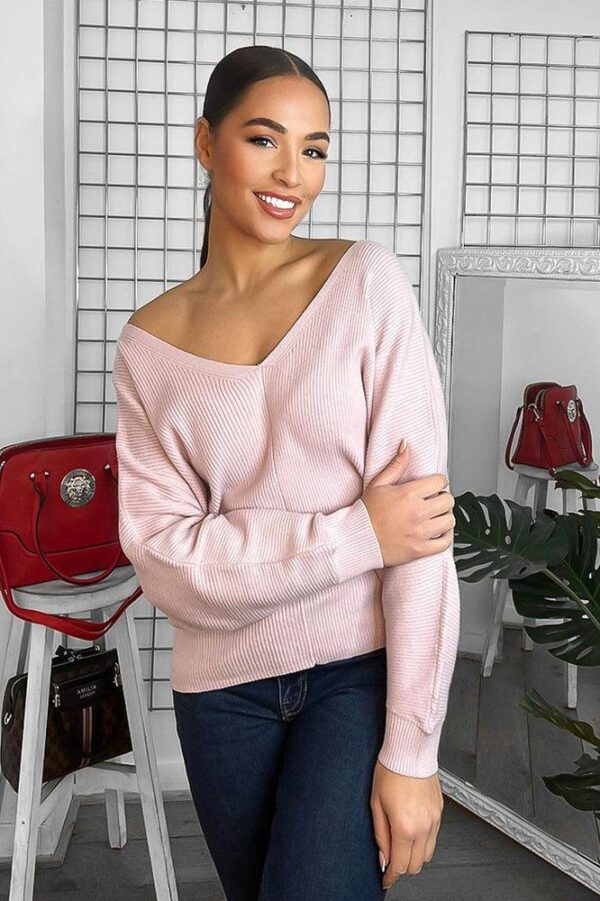 V-Neck V-Back Relaxed Fit Pullover - Image 3