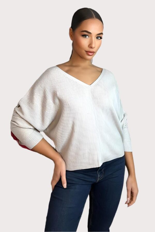 V-Neck V-Back Relaxed Fit Pullover - Image 2