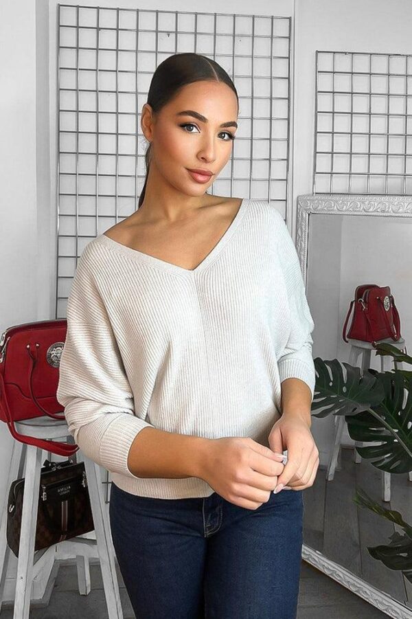 V-Neck V-Back Relaxed Fit Pullover - Image 5