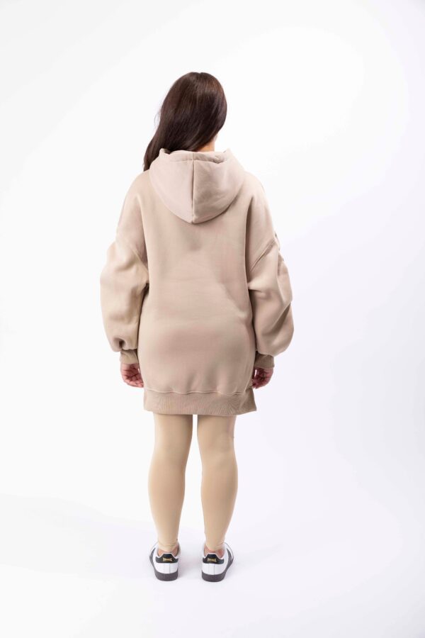 Fleeced Ruched Sleeve Longline Hoodie And Spandex Legging Loungewear Set - Image 7