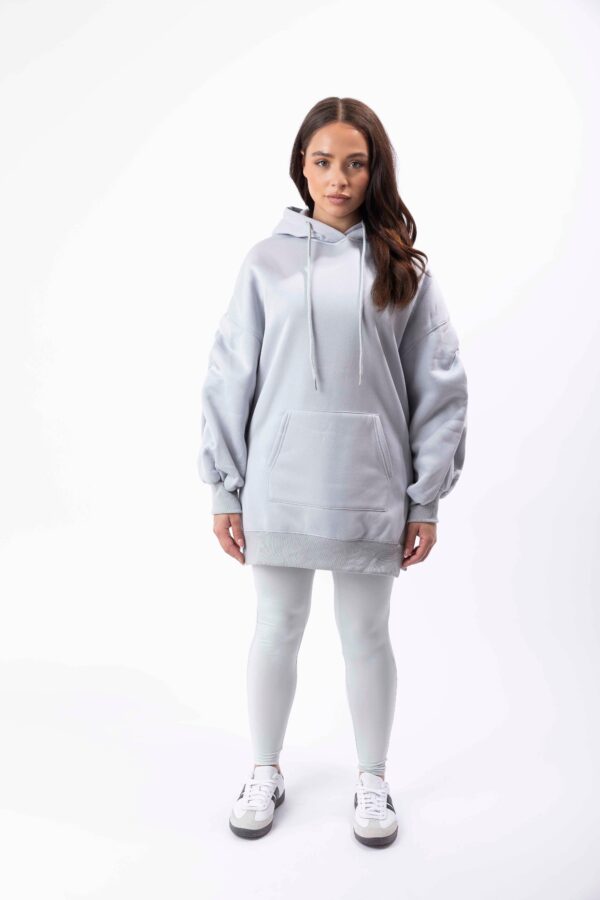 Fleeced Ruched Sleeve Longline Hoodie And Spandex Legging Loungewear Set - Image 4