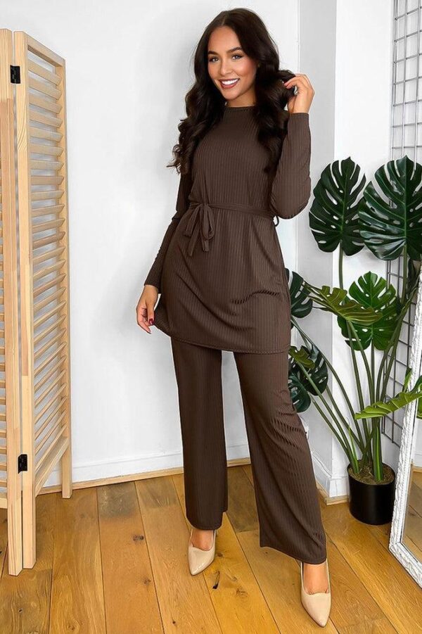 Relaxed Fit Ribbed Finish Tunic And Trousers Set - Image 15