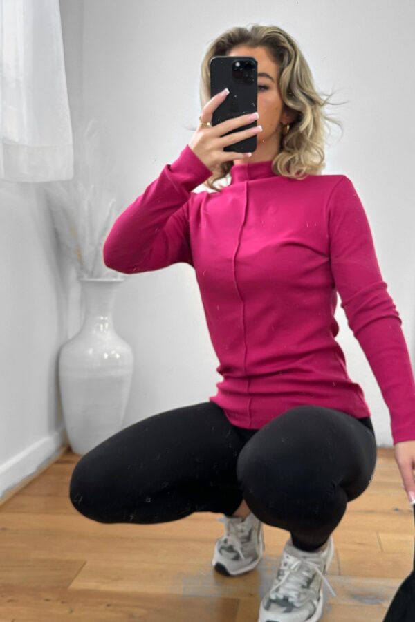 Front Seam Mock High Neck Pullover - Image 8