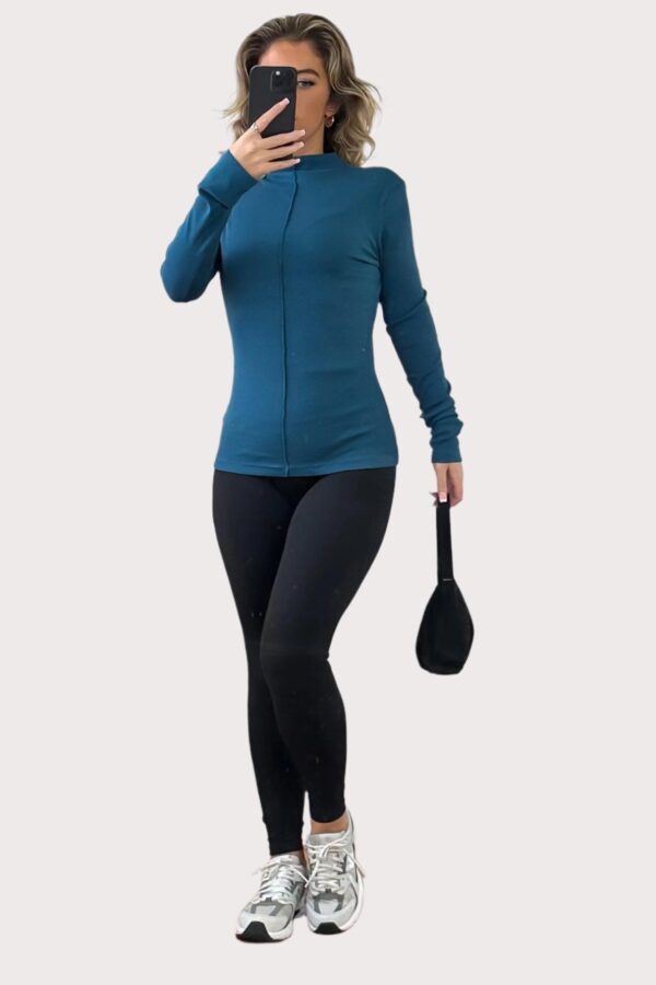 Front Seam Mock High Neck Pullover - Image 3