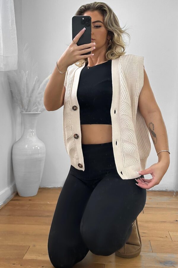 Buttoned Front Sleeveless Cardigan - Image 5