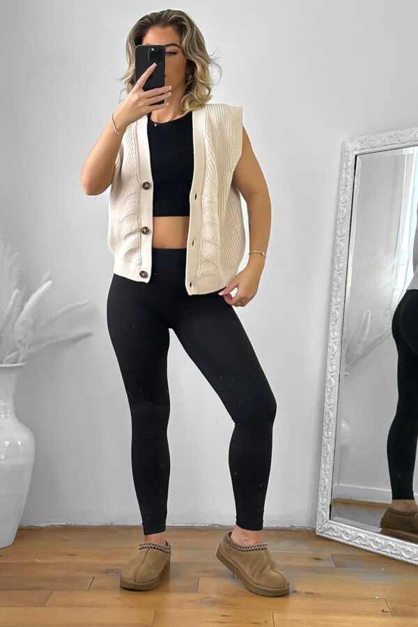 Buttoned Front Sleeveless Cardigan - Image 2