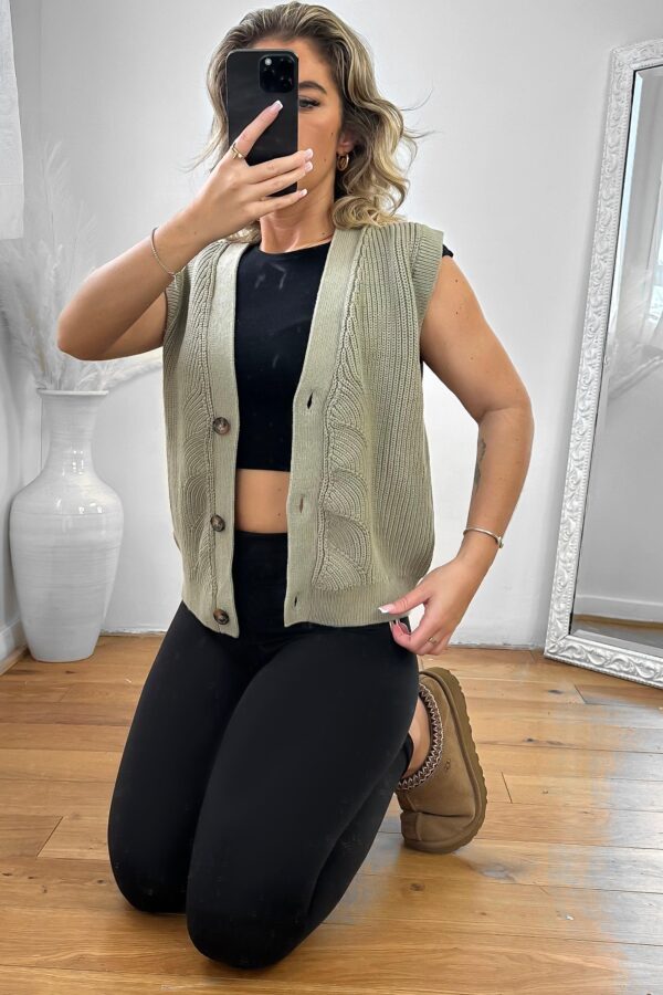 Buttoned Front Sleeveless Cardigan - Image 3