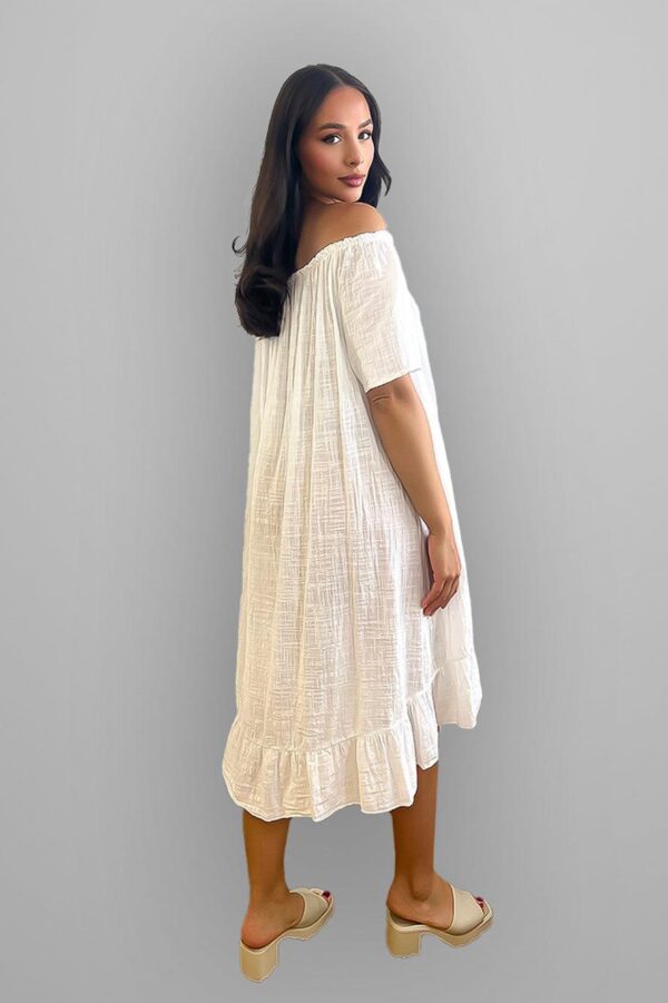 All Cotton Off Shoulder Summer Midi Dress - Image 6