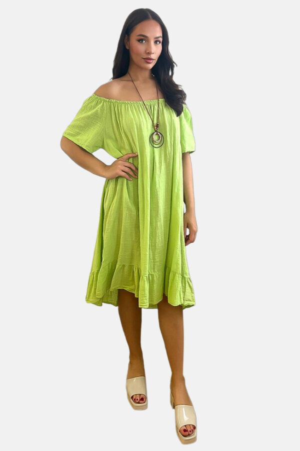 All Cotton Off Shoulder Summer Midi Dress - Image 4