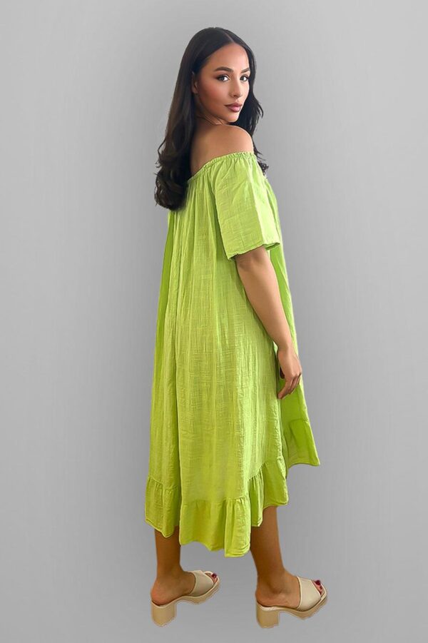 All Cotton Off Shoulder Summer Midi Dress - Image 7