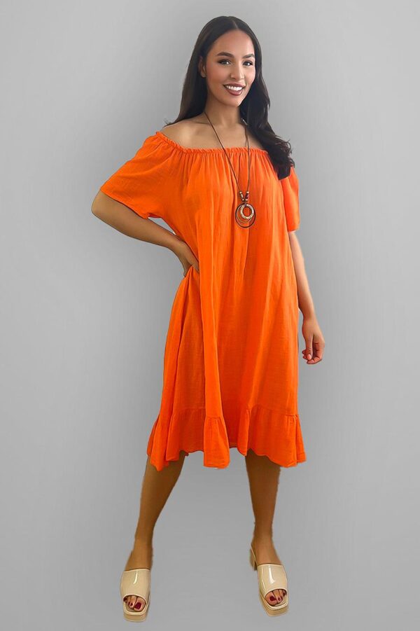 All Cotton Off Shoulder Summer Midi Dress - Image 2