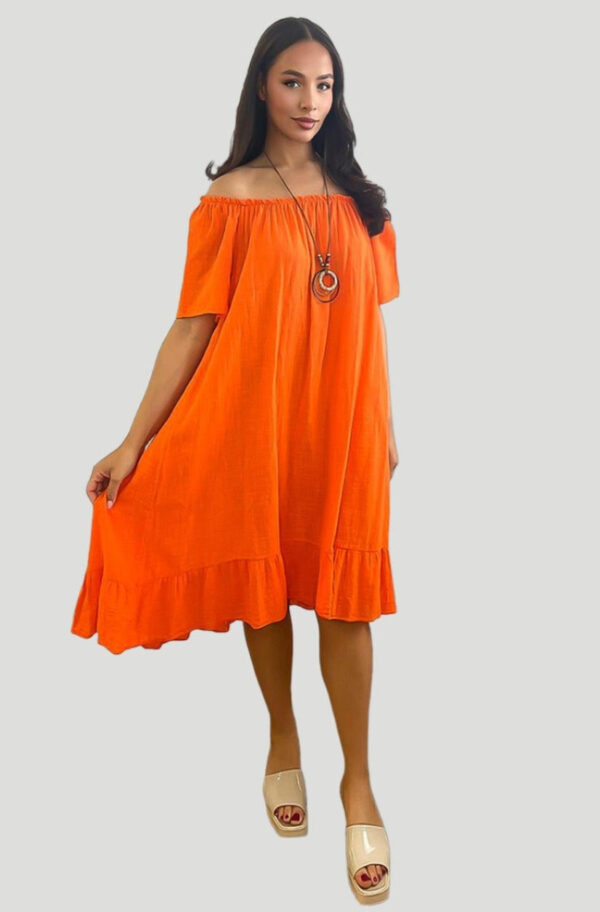 All Cotton Off Shoulder Summer Midi Dress - Image 5
