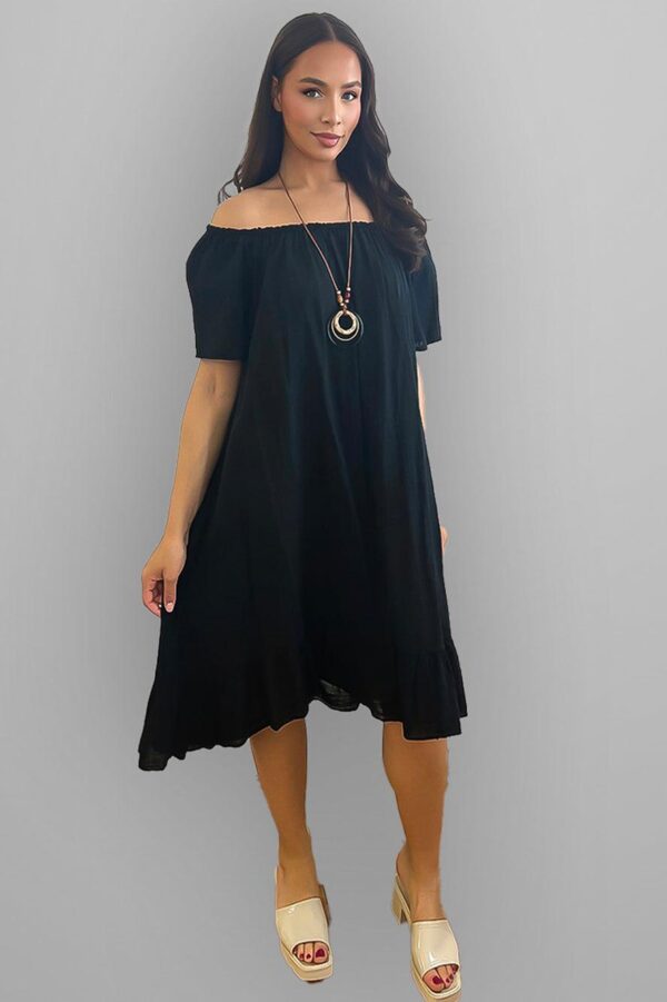 All Cotton Off Shoulder Summer Midi Dress - Image 9