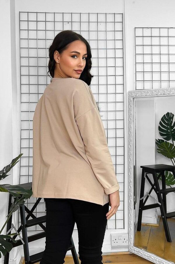 Front Slip Pockets Raw Finish Cotton Blend Tunic - Image 16