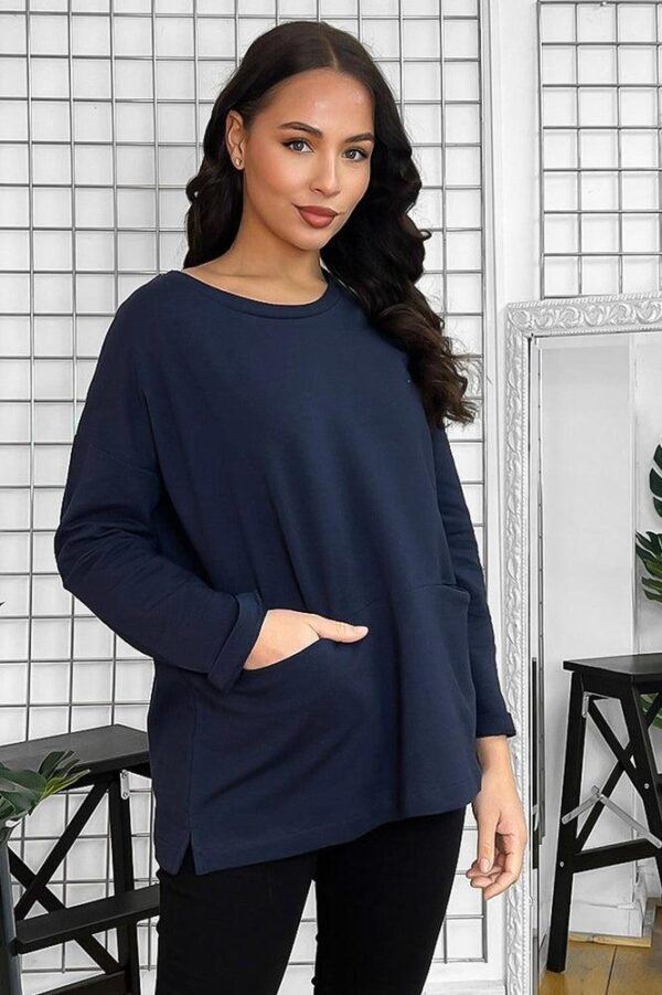 Front Slip Pockets Raw Finish Cotton Blend Tunic - Image 17