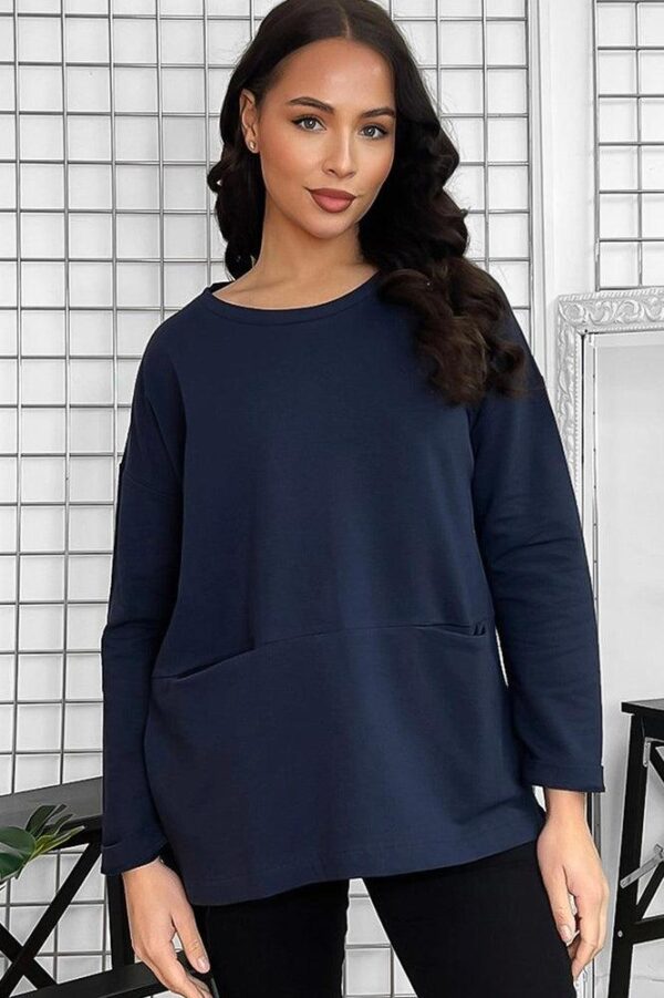 Front Slip Pockets Raw Finish Cotton Blend Tunic - Image 18