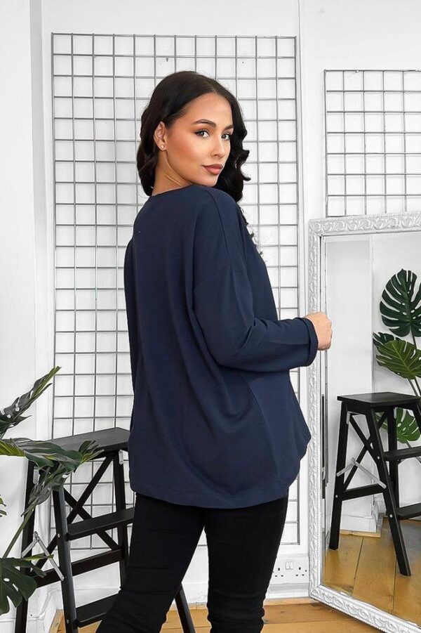 Front Slip Pockets Raw Finish Cotton Blend Tunic - Image 20
