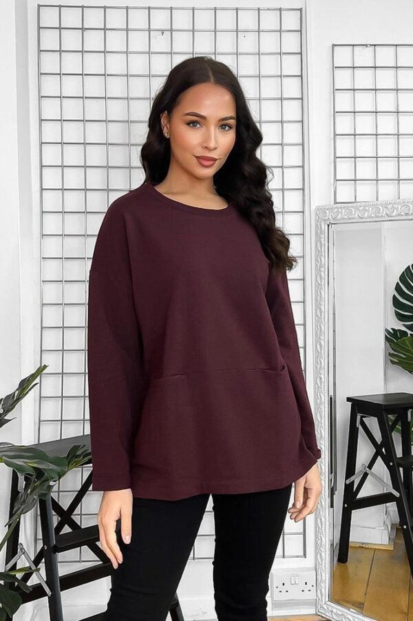 Front Slip Pockets Raw Finish Cotton Blend Tunic - Image 21