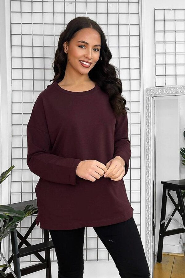 Front Slip Pockets Raw Finish Cotton Blend Tunic - Image 4