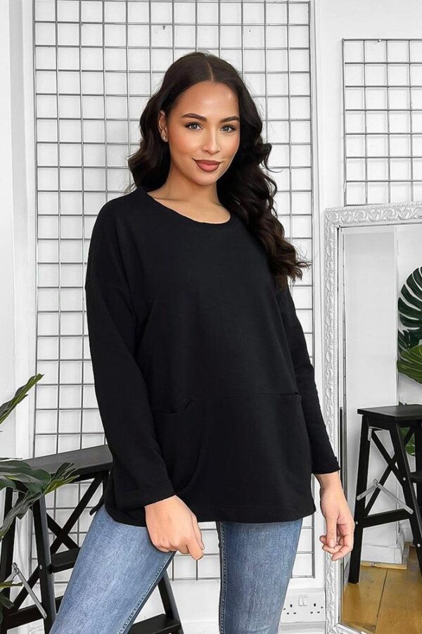 Front Slip Pockets Raw Finish Cotton Blend Tunic - Image 7