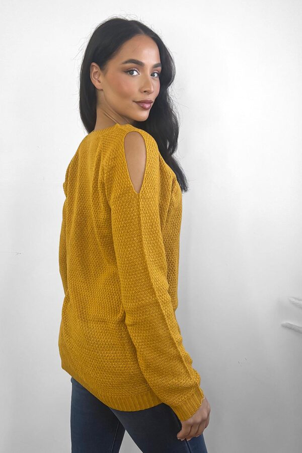 Crochet Knit Cold Shoulders Pullover - Image 5