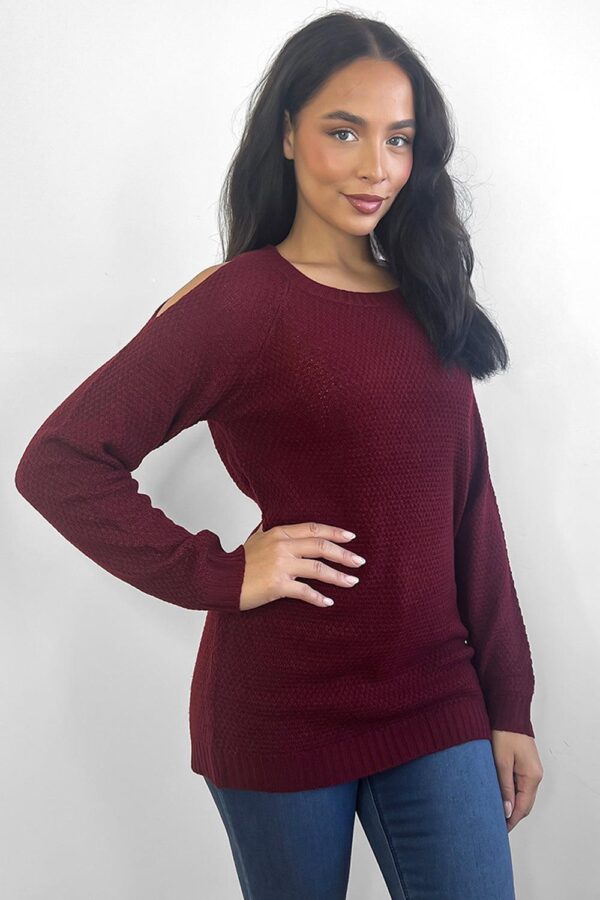 Crochet Knit Cold Shoulders Pullover - Image 6