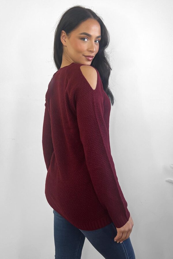 Crochet Knit Cold Shoulders Pullover - Image 7