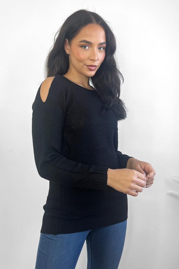 Crochet Knit Cold Shoulders Pullover - Image 8