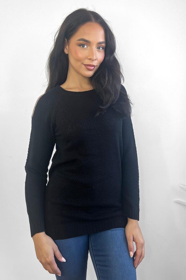 Crochet Knit Cold Shoulders Pullover - Image 9