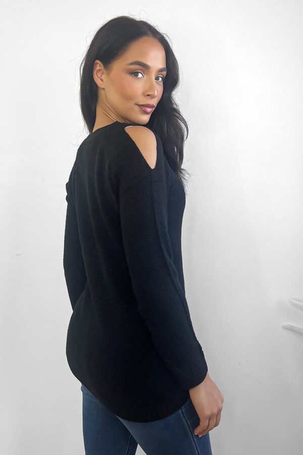Crochet Knit Cold Shoulders Pullover - Image 10