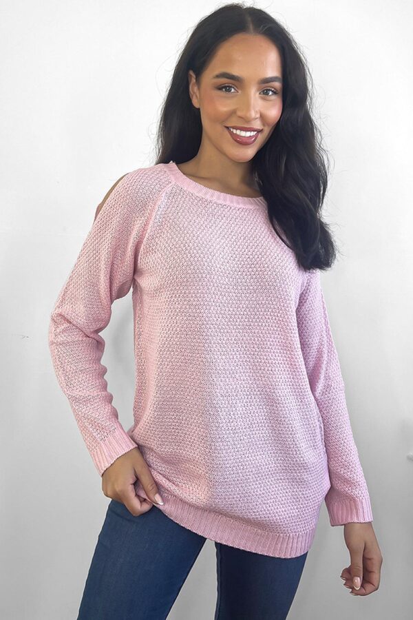 Crochet Knit Cold Shoulders Pullover - Image 11