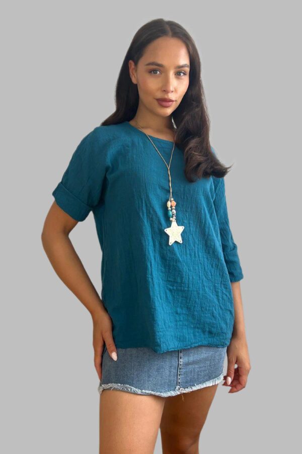 100% Cotton Relaxed Fit Necklace Tunic - Image 2
