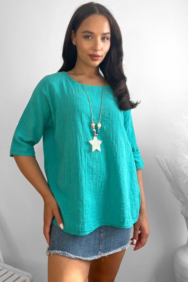100% Cotton Relaxed Fit Necklace Tunic - Image 12