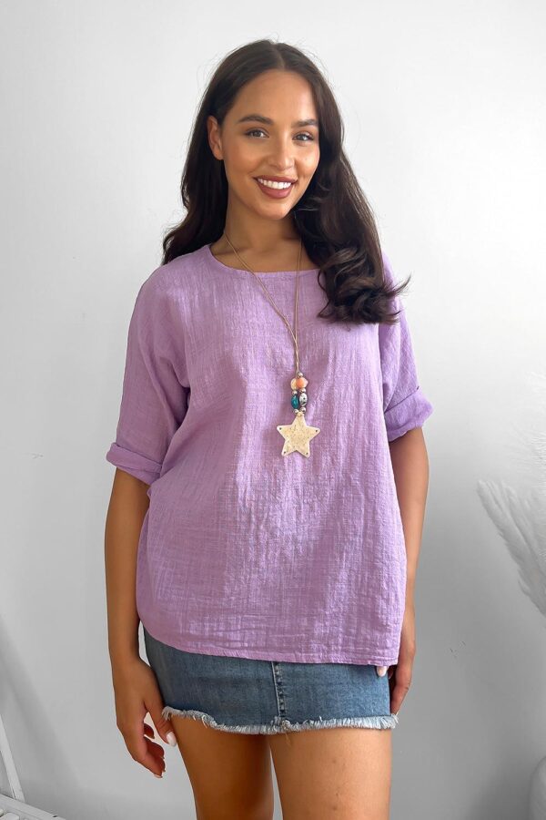 100% Cotton Relaxed Fit Necklace Tunic - Image 15