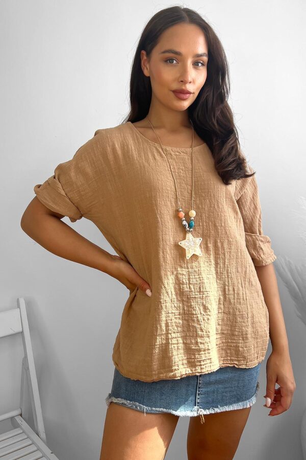 100% Cotton Relaxed Fit Necklace Tunic - Image 4