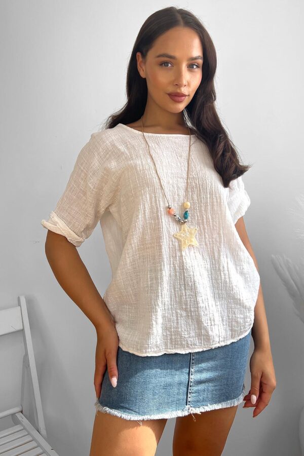 100% Cotton Relaxed Fit Necklace Tunic - Image 7