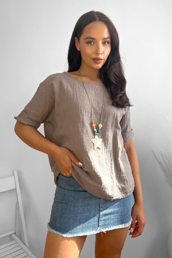 100% Cotton Relaxed Fit Necklace Tunic - Image 32