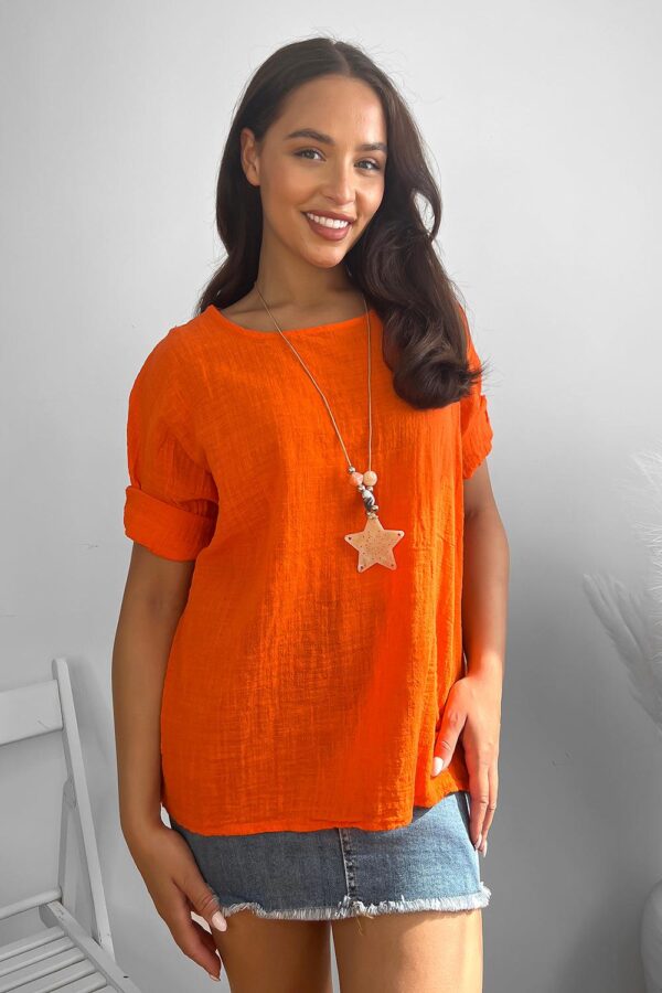 100% Cotton Relaxed Fit Necklace Tunic - Image 35