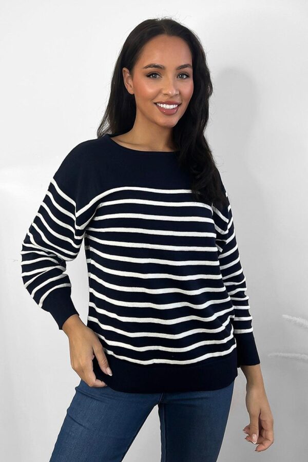 Half Striped Scoop Neck Pullover - Image 7