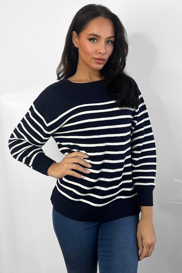 Half Striped Scoop Neck Pullover - Image 8