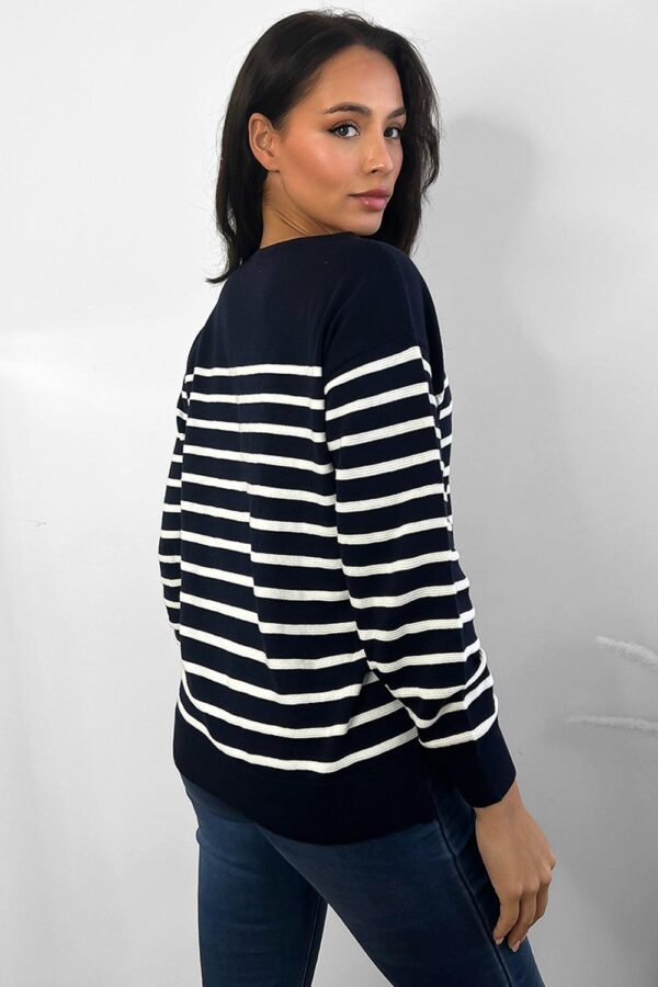 Half Striped Scoop Neck Pullover - Image 9